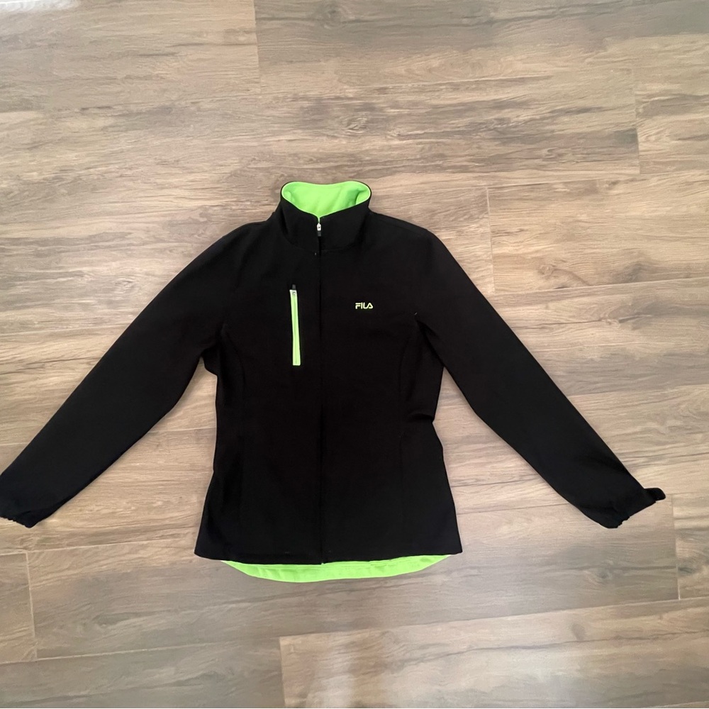 Fila Black Jacket with Neon Green Highlights